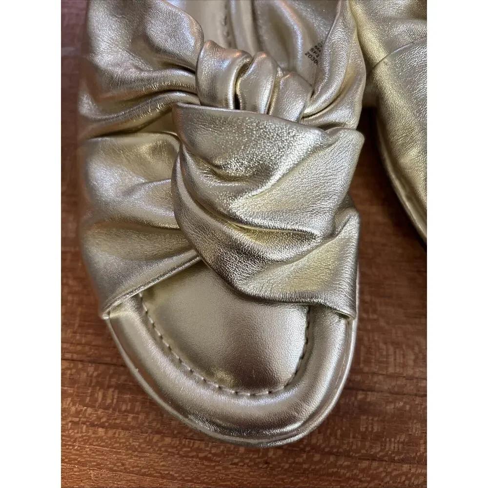 J.CREW WOMEN SANDAL LEATHER GOLD TWISTED KNOT SIZE 9.5
